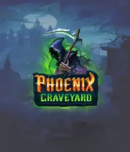 ELK Studios' Phoenix Graveyard game screen, showcasing the mystical graveyard and the legendary phoenix rising from the ashes. Displayed in this image is the slot's innovative expanding reels, enhanced by its stunning symbols and supernatural theme. The design reflects the game's theme of rebirth and immortality, making it enticing for those fascinated by legends.