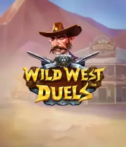  Dive into the daring world of "Wild West Duels" by Pragmatic Play, featuring a tough gunslinger ready for a showdown. The image features a fierce cowboy with crossed pistols, framed by a desert backdrop. His focused expression and authentic attire capture the essence of the Old West. The game's title is clearly displayed in a rustic font, enhancing the action-packed theme. 